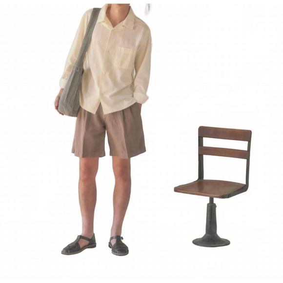 NEW KNICKERBOCKER canal cotton & linen pleated shorts in mushroom - Picture 1 of 3